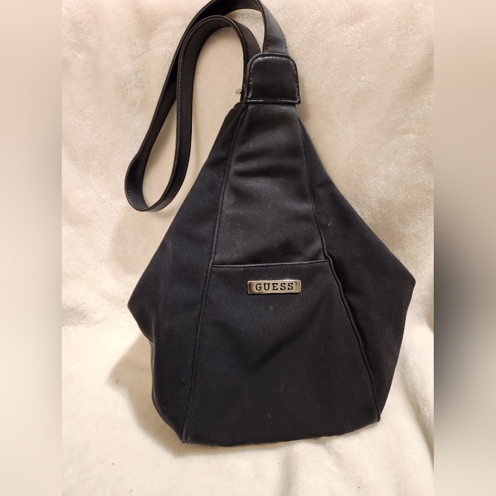 Black Guess one strap sling backpack